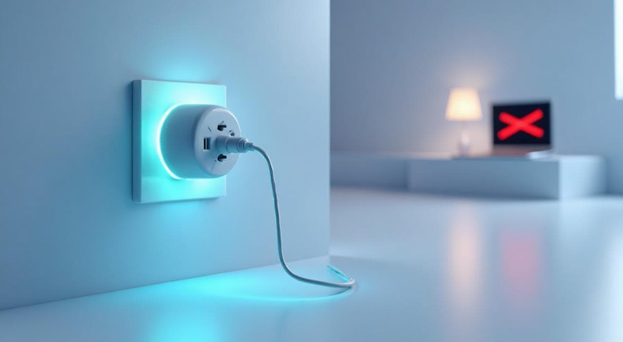 スマートプラグの正しい使用例（照明）と危険な使用例（PC）のイメージ図