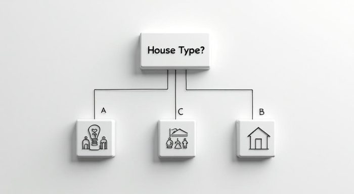 居住環境と家族構成から選ぶスマート照明デバイスのフローチャート図